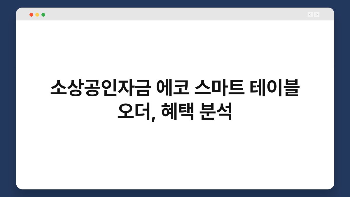 소상공인자금 에코 스마트 테이블 오더, 혜택 분석 1