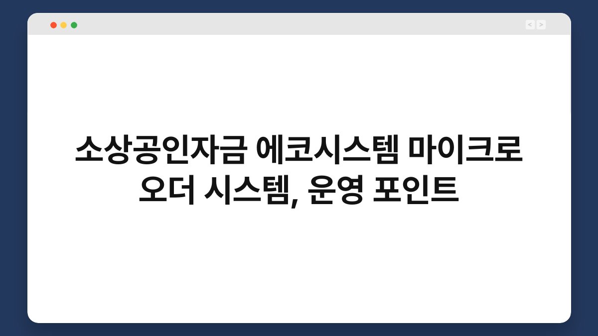 소상공인자금 에코시스템 마이크로 오더 시스템, 운영 포인트 1