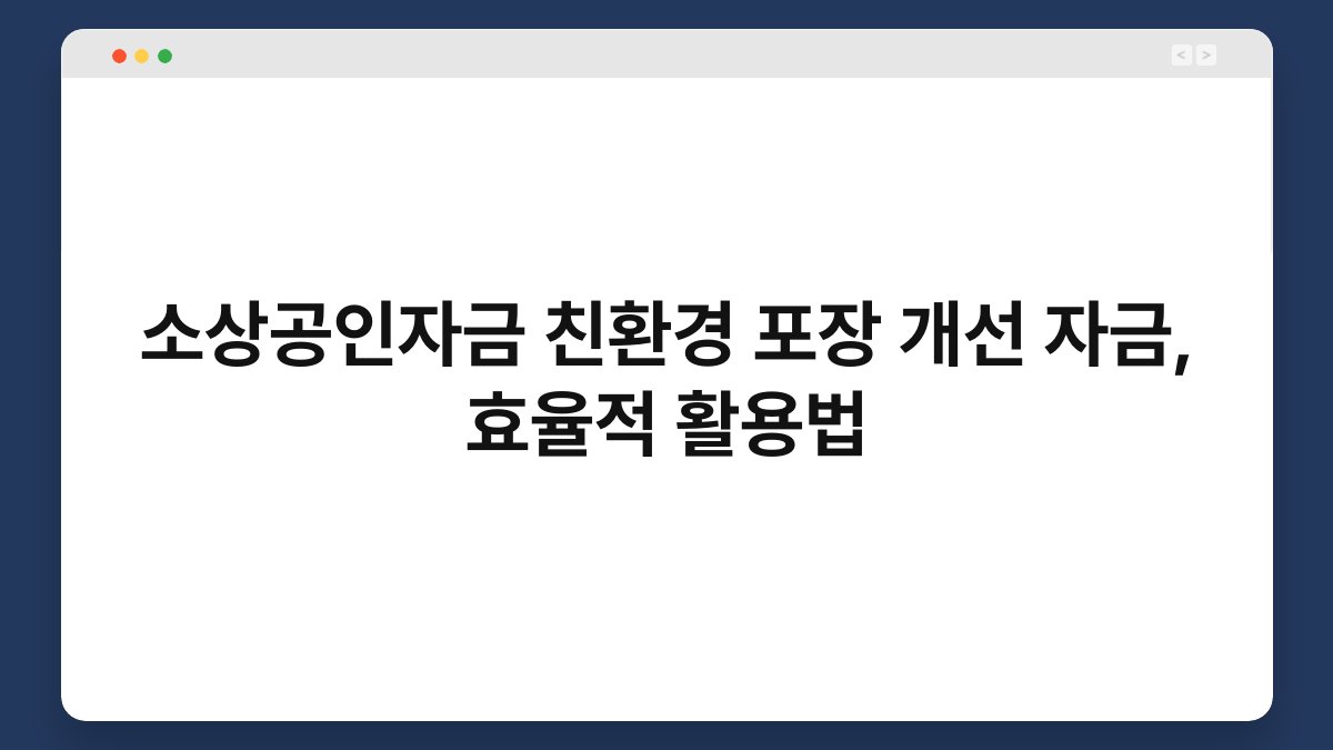 소상공인자금 친환경 포장 개선 자금, 효율적 활용법 1