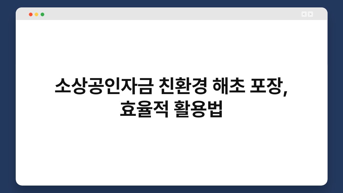 소상공인자금 친환경 해초 포장, 효율적 활용법 1
