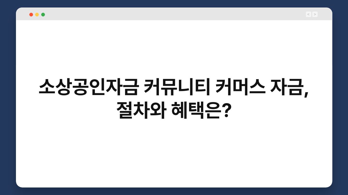 소상공인자금 커뮤니티 커머스 자금, 절차와 혜택은? 1