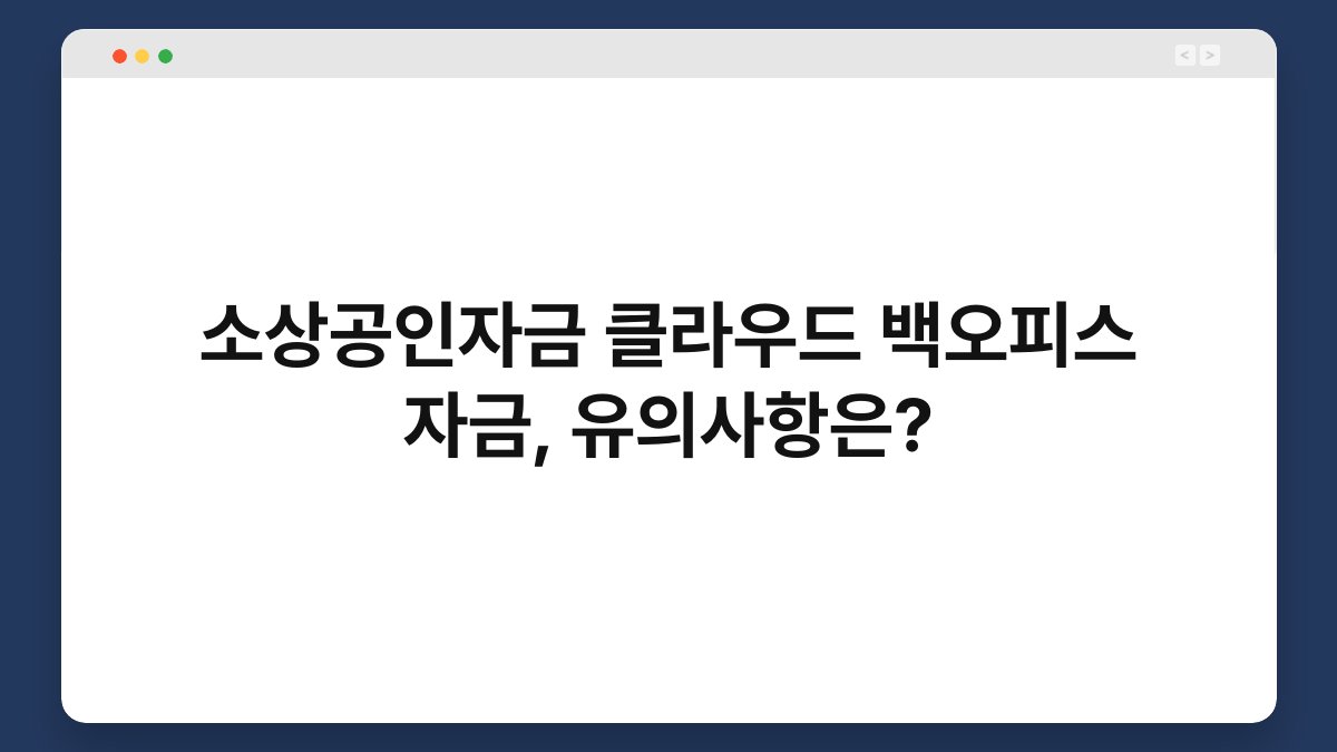 소상공인자금 클라우드 백오피스 자금, 유의사항은? 1