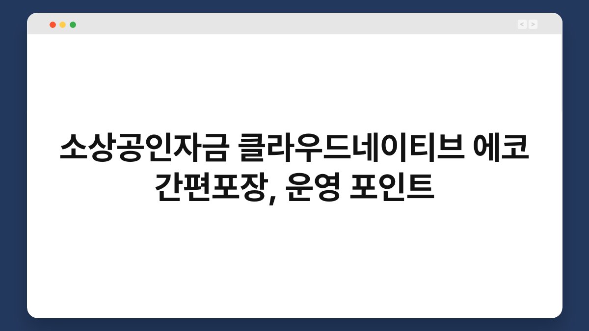 소상공인자금 클라우드네이티브 에코 간편포장, 운영 포인트 1
