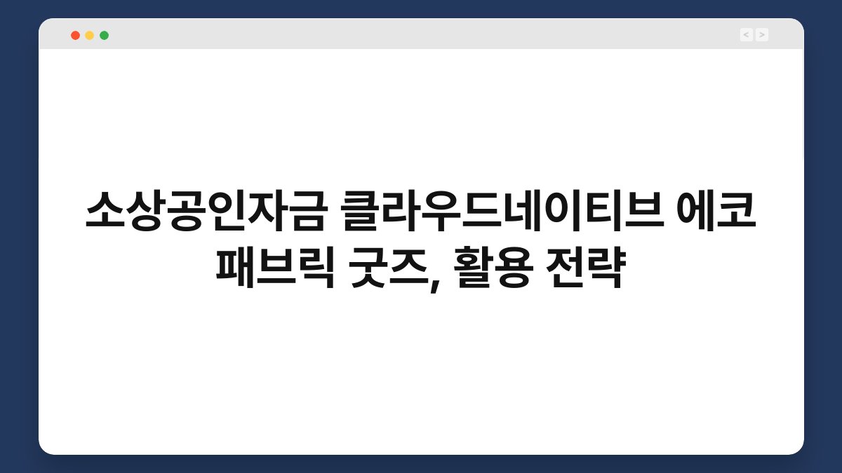 소상공인자금 클라우드네이티브 에코 패브릭 굿즈, 활용 전략 1