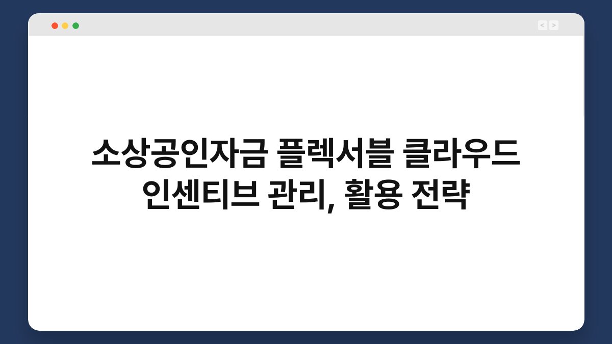 소상공인자금 플렉서블 클라우드 인센티브 관리, 활용 전략 1