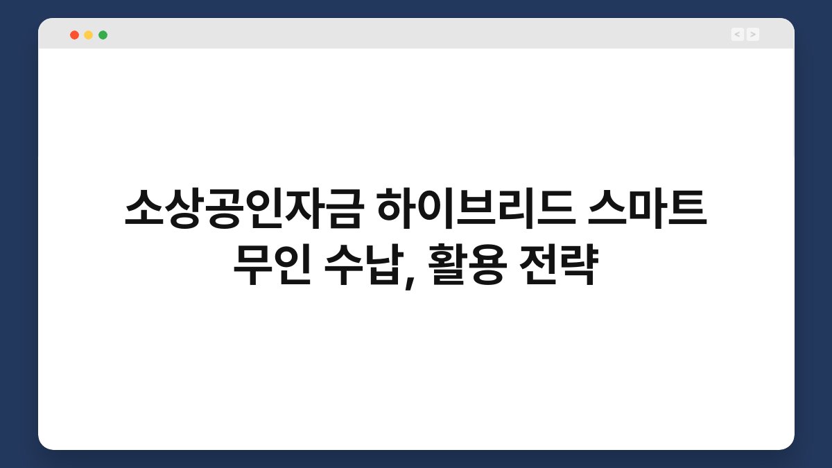 소상공인자금 하이브리드 스마트 무인 수납, 활용 전략 1