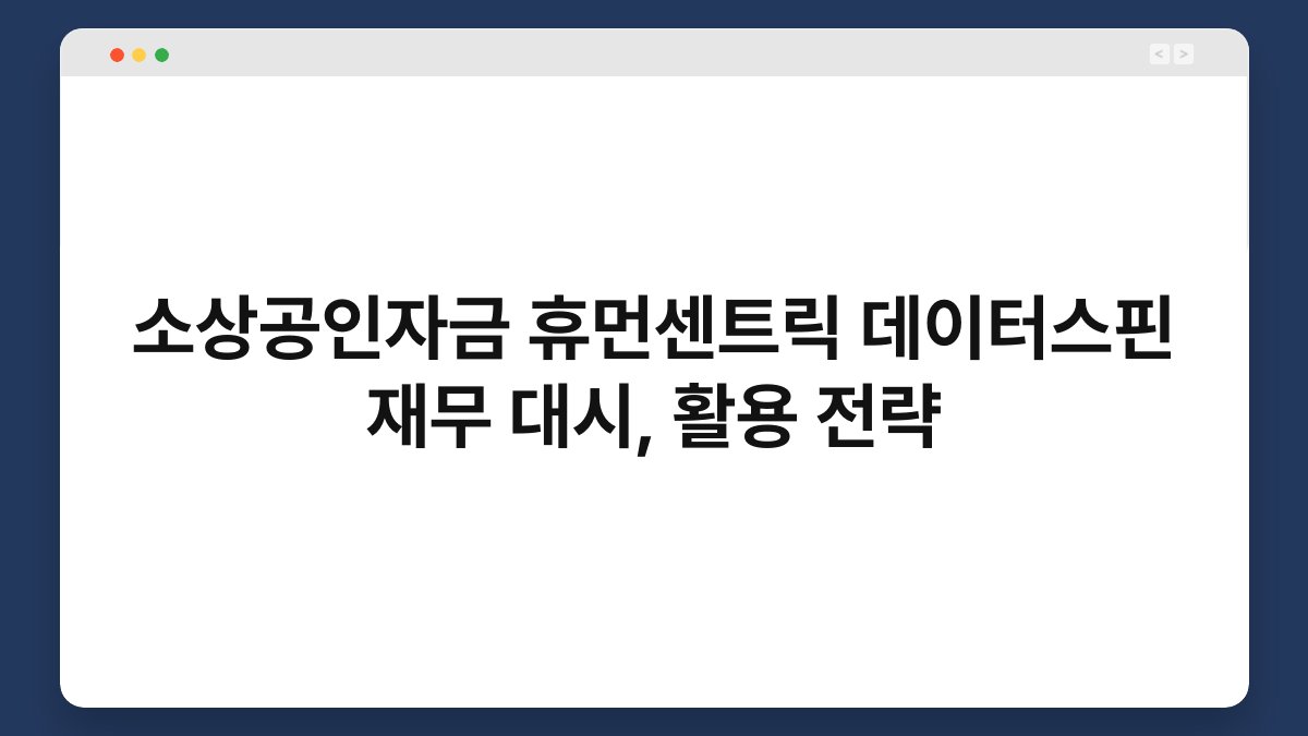 소상공인자금 휴먼센트릭 데이터스핀 재무 대시, 활용 전략 1