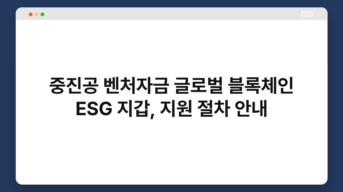 중진공 벤처자금 글로벌 블록체인 ESG 지갑, 지원 절차 안내 1