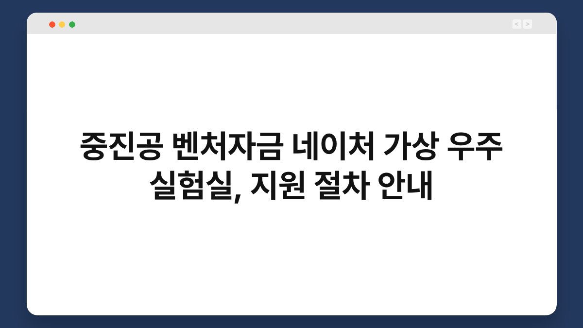 중진공 벤처자금 네이처 가상 우주 실험실, 지원 절차 안내 1