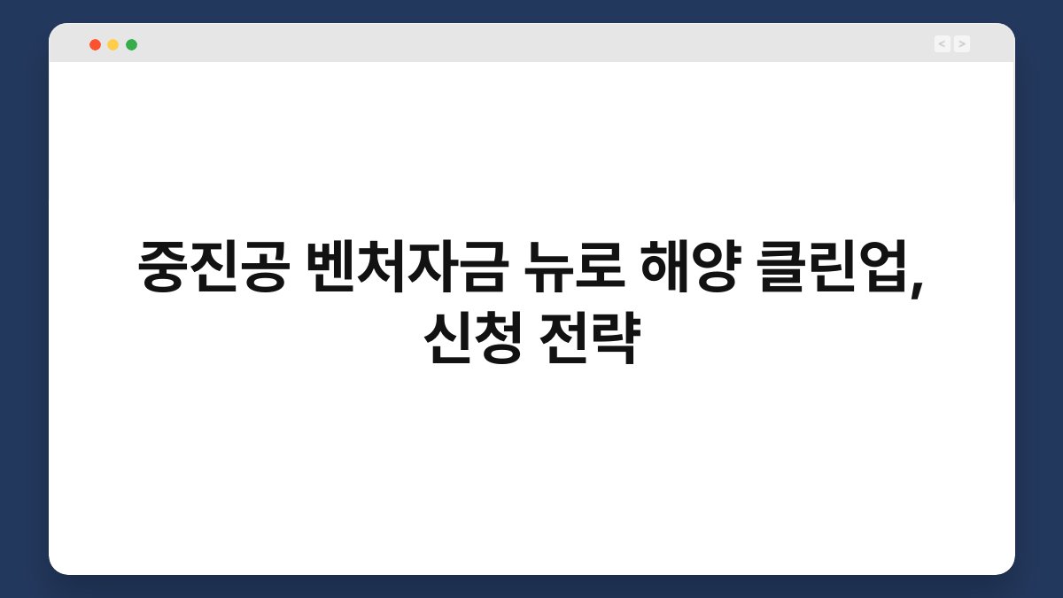 중진공 벤처자금 뉴로 해양 클린업, 신청 전략 1