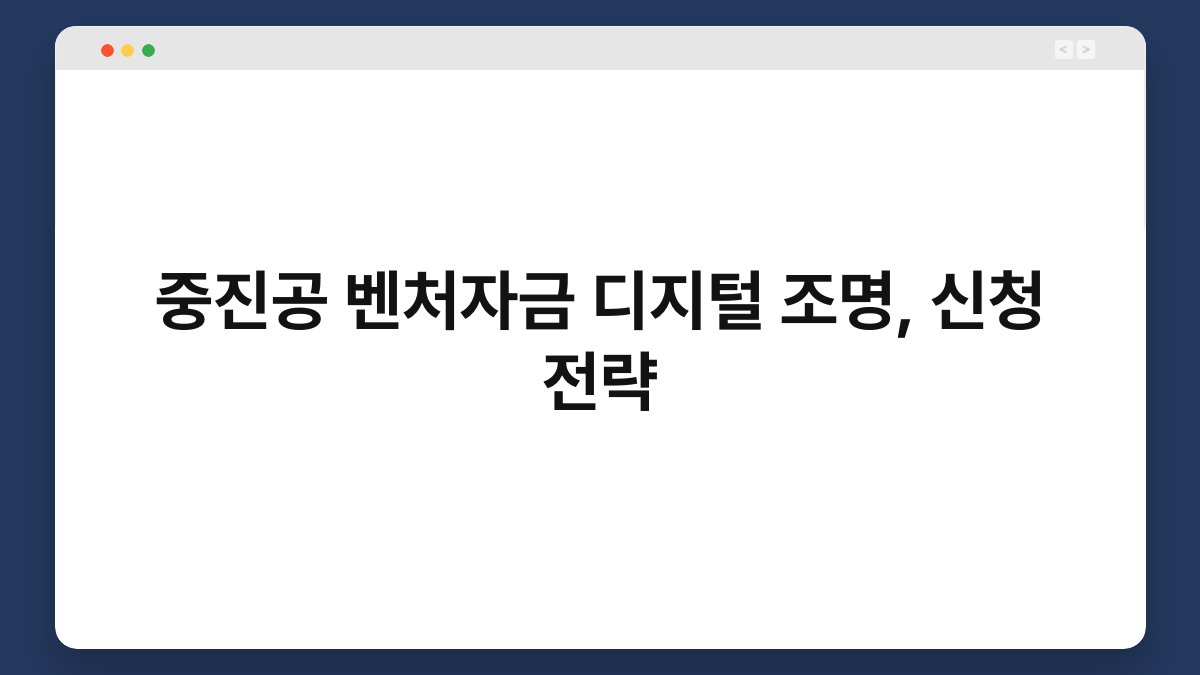 중진공 벤처자금 디지털 조명, 신청 전략 1