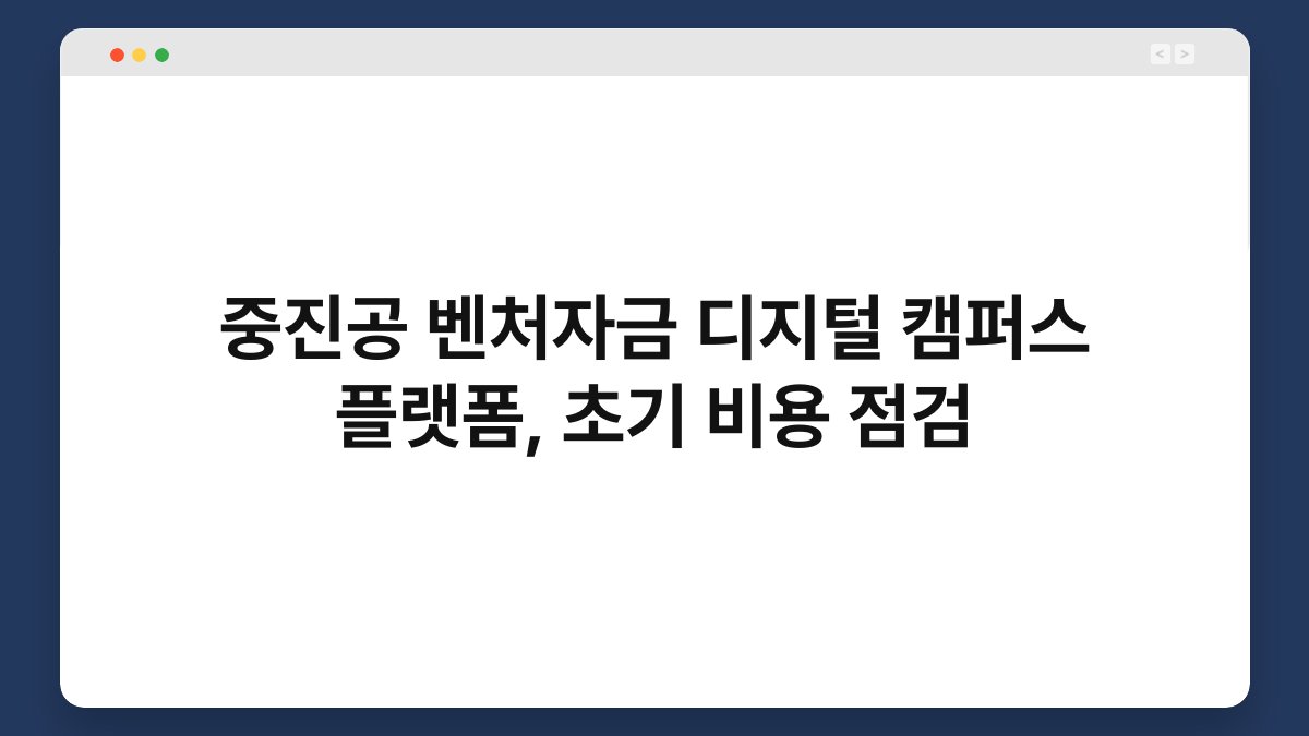 중진공 벤처자금 디지털 캠퍼스 플랫폼, 초기 비용 점검 1