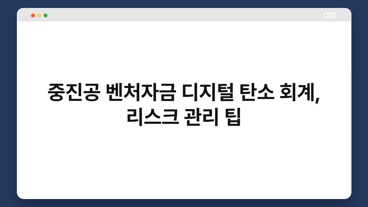 중진공 벤처자금 디지털 탄소 회계, 리스크 관리 팁 1