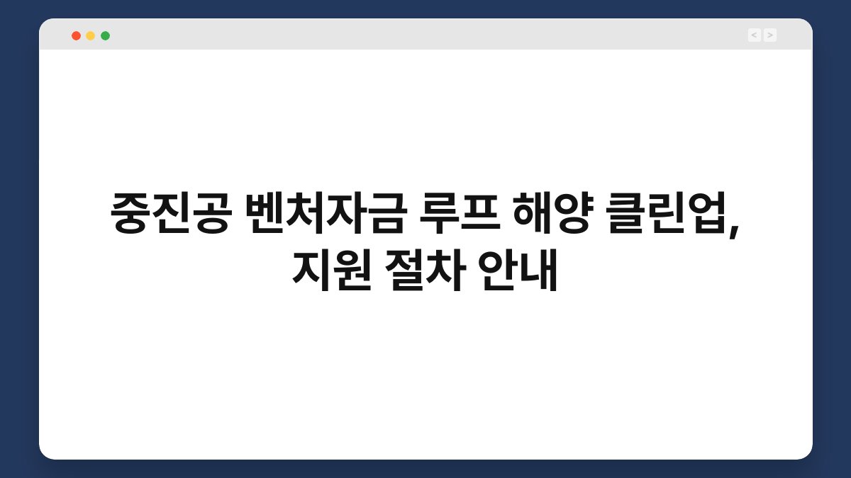 중진공 벤처자금 루프 해양 클린업, 지원 절차 안내 1