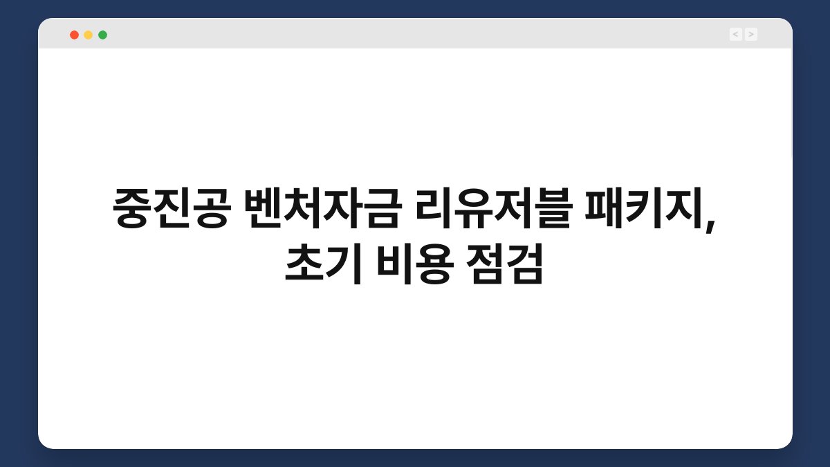 중진공 벤처자금 리유저블 패키지, 초기 비용 점검 1