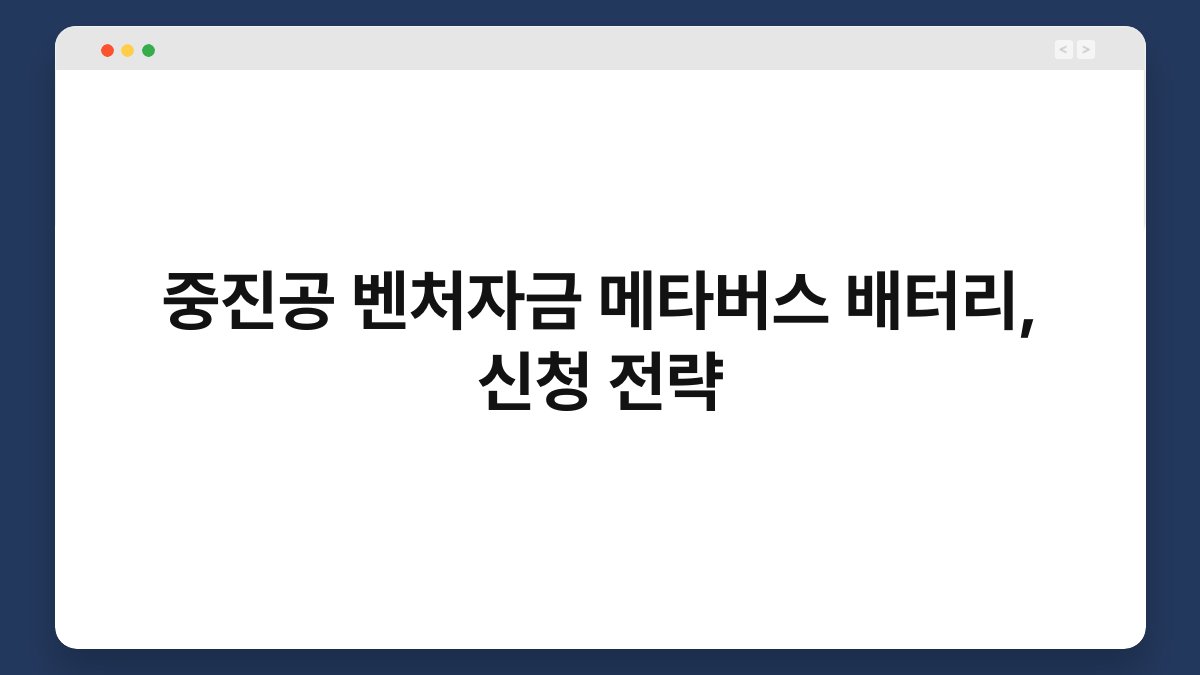 중진공 벤처자금 메타버스 배터리, 신청 전략 1