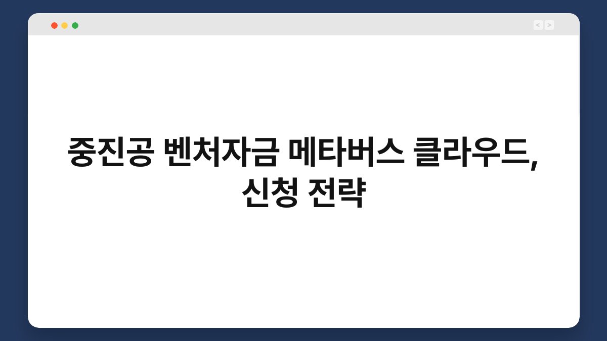 중진공 벤처자금 메타버스 클라우드, 신청 전략 1