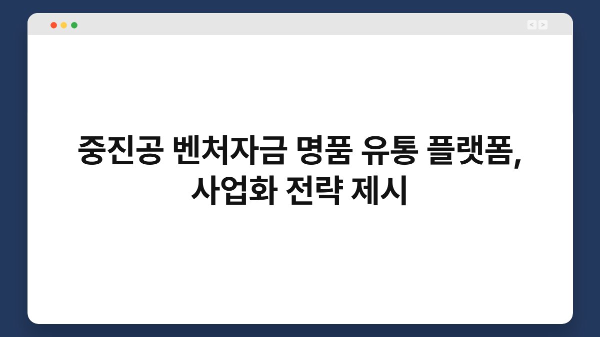 중진공 벤처자금 명품 유통 플랫폼, 사업화 전략 제시 1