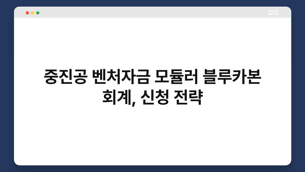 중진공 벤처자금 모듈러 블루카본 회계, 신청 전략 1