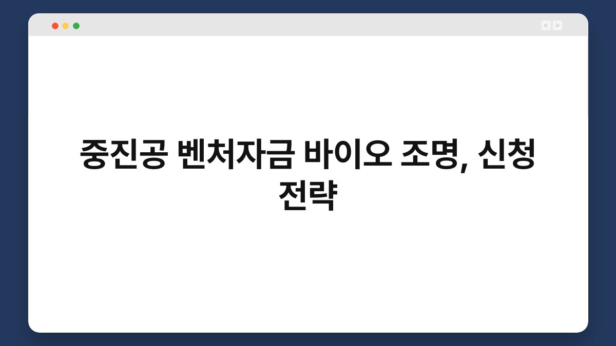 중진공 벤처자금 바이오 조명, 신청 전략 1