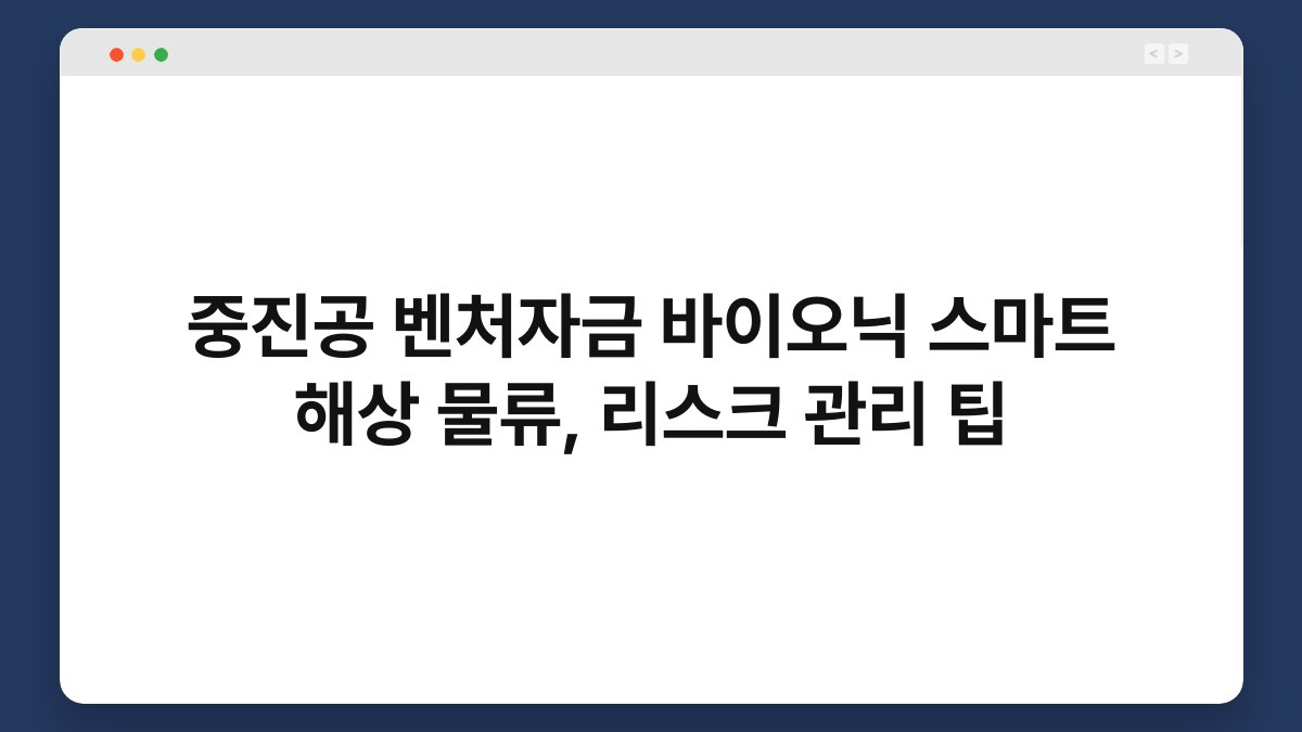 중진공 벤처자금 바이오닉 스마트 해상 물류, 리스크 관리 팁 1