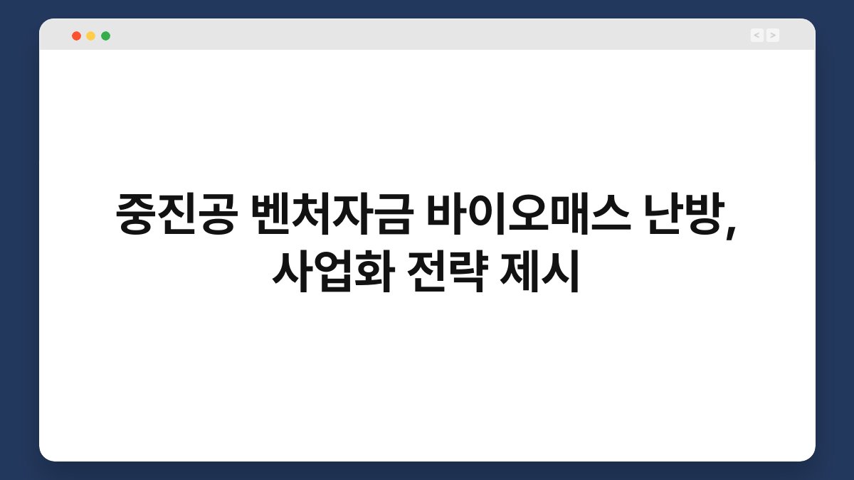 중진공 벤처자금 바이오매스 난방, 사업화 전략 제시 1