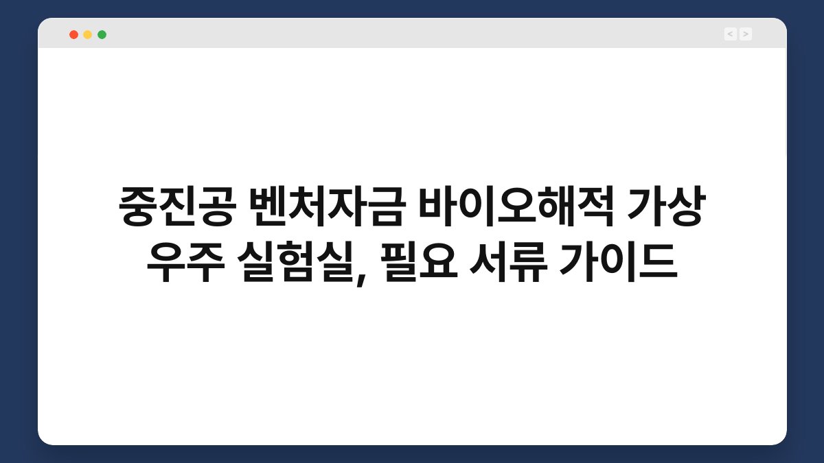 중진공 벤처자금 바이오해적 가상 우주 실험실, 필요 서류 가이드 1