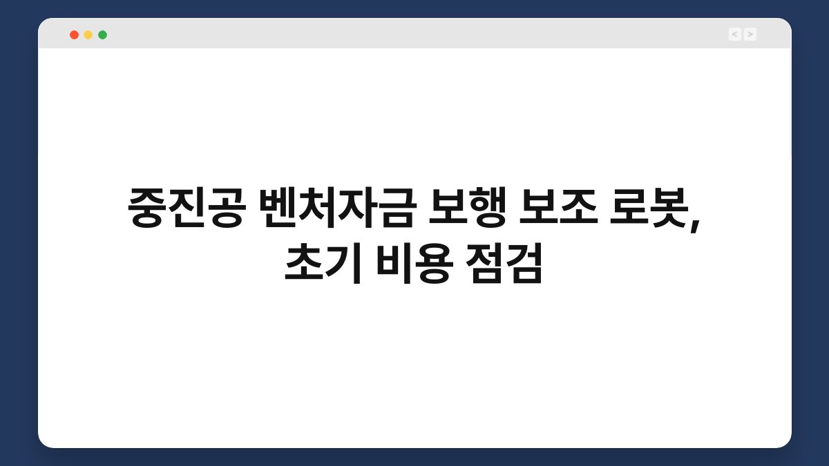 중진공 벤처자금 보행 보조 로봇, 초기 비용 점검 1