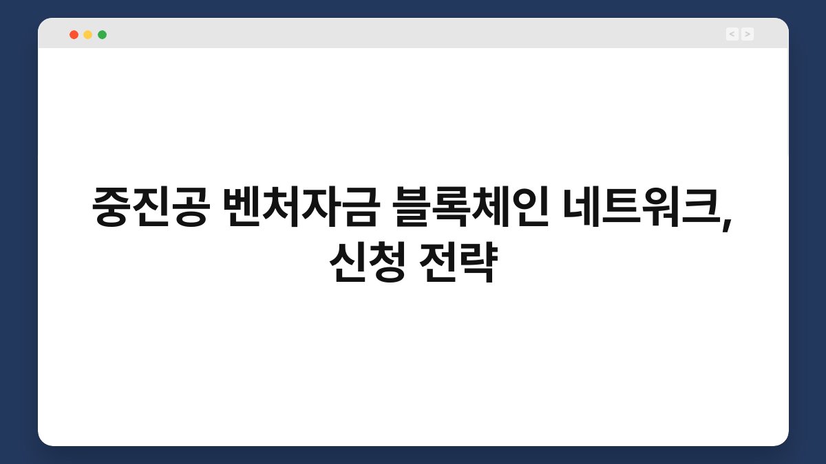 중진공 벤처자금 블록체인 네트워크, 신청 전략 1