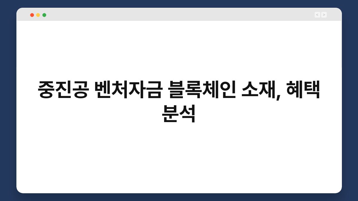 중진공 벤처자금 블록체인 소재, 혜택 분석 1