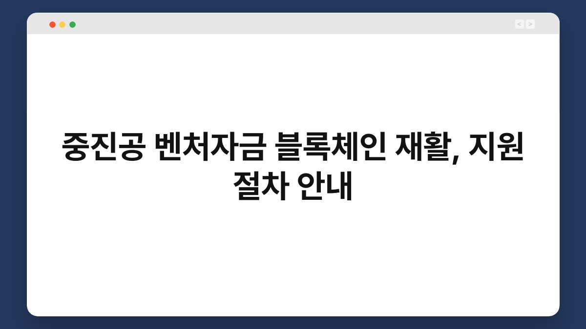 중진공 벤처자금 블록체인 재활, 지원 절차 안내 1