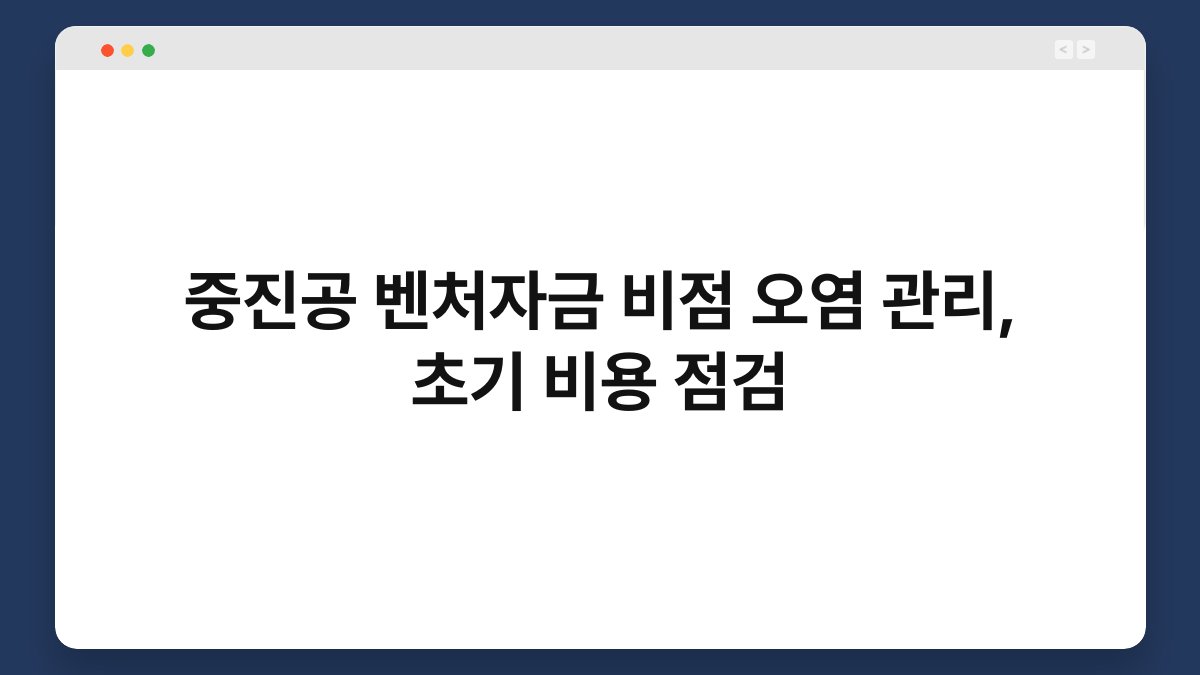 중진공 벤처자금 비점 오염 관리, 초기 비용 점검 1