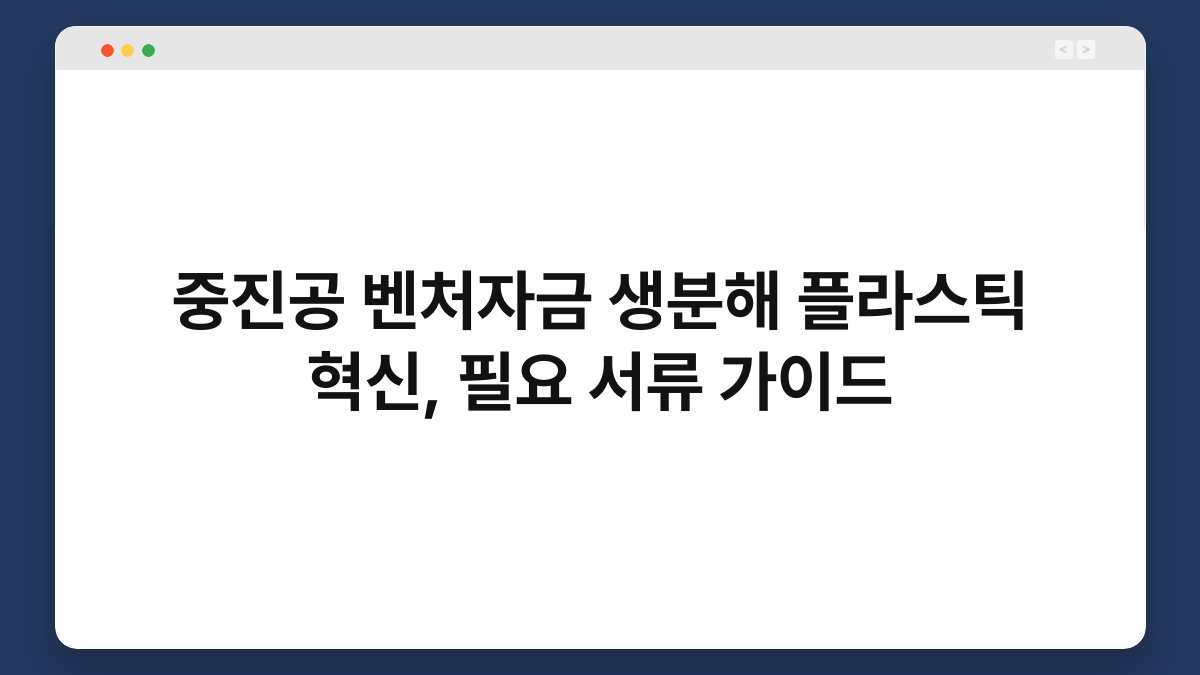 중진공 벤처자금 생분해 플라스틱 혁신, 필요 서류 가이드 1