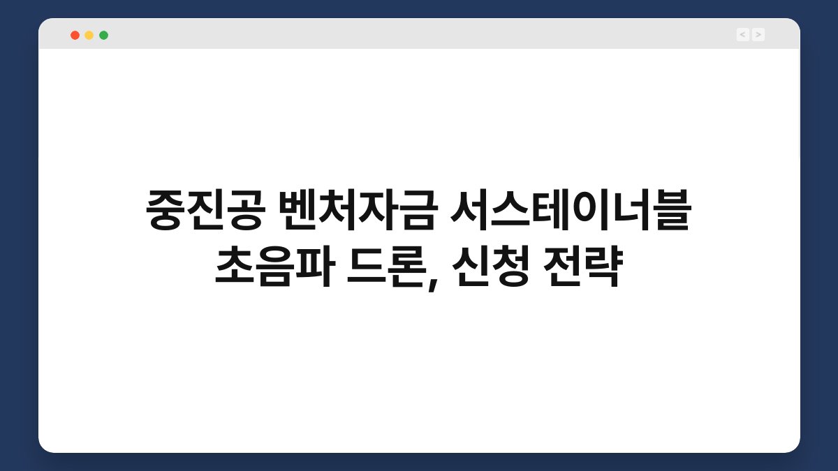 중진공 벤처자금 서스테이너블 초음파 드론, 신청 전략 1