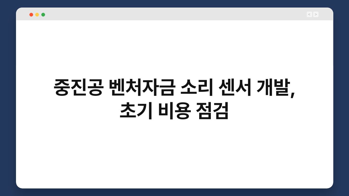 중진공 벤처자금 소리 센서 개발, 초기 비용 점검 1