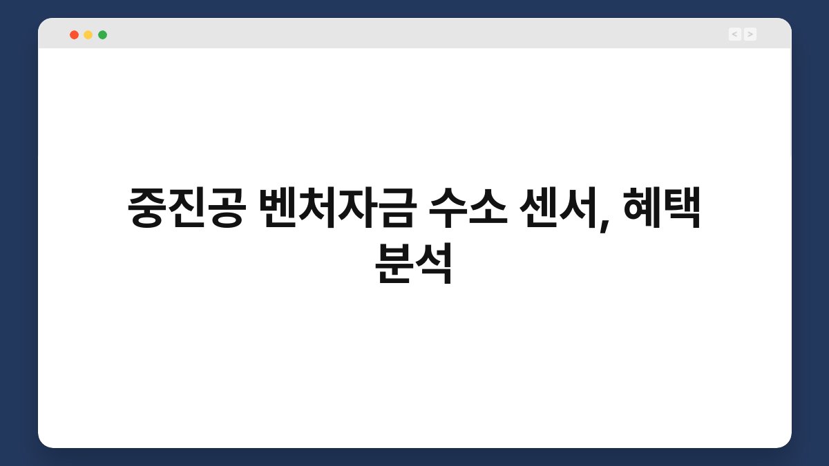중진공 벤처자금 수소 센서, 혜택 분석 1