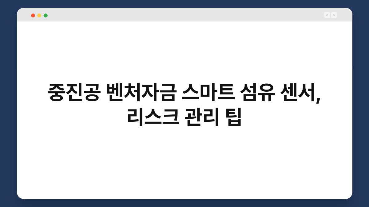 중진공 벤처자금 스마트 섬유 센서, 리스크 관리 팁 1