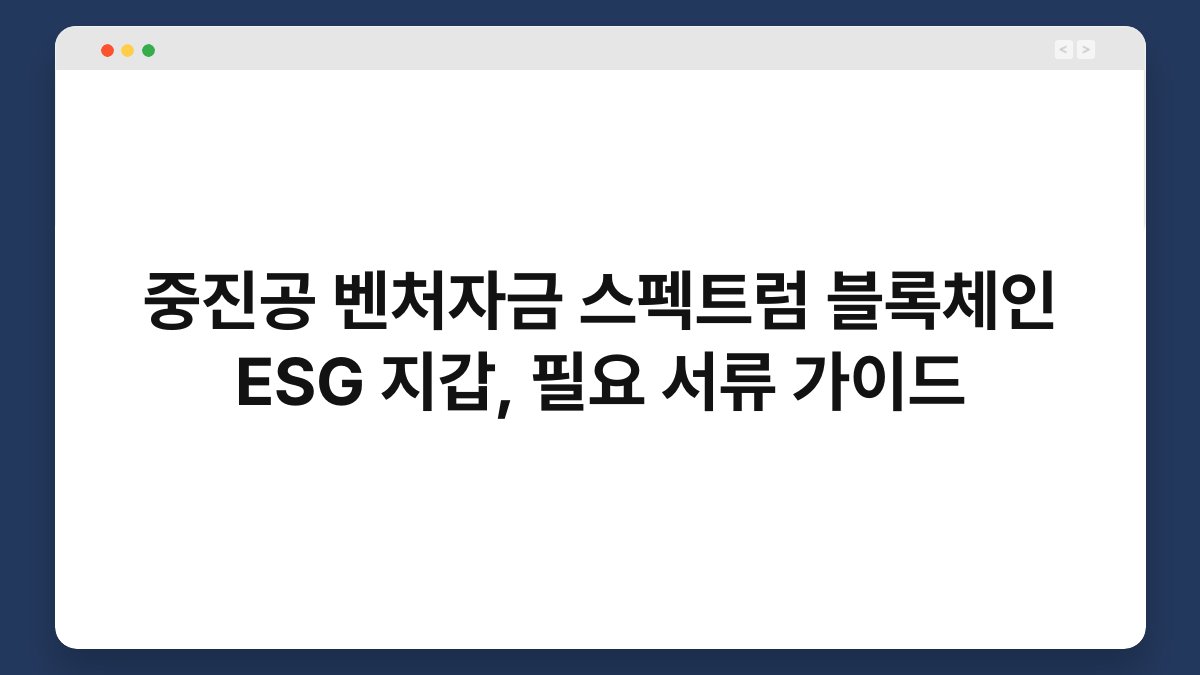 중진공 벤처자금 스펙트럼 블록체인 ESG 지갑, 필요 서류 가이드 1