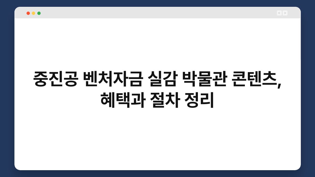중진공 벤처자금 실감 박물관 콘텐츠, 혜택과 절차 정리 1