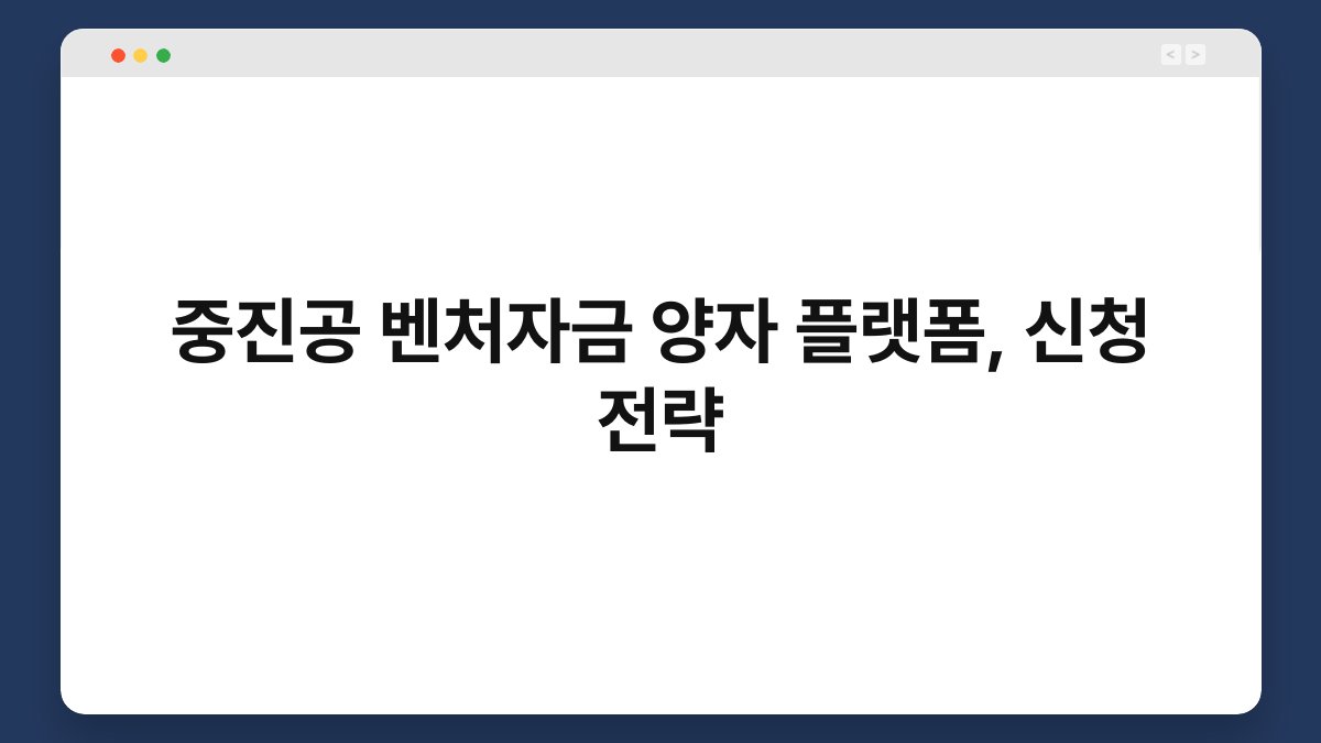 중진공 벤처자금 양자 플랫폼, 신청 전략 1