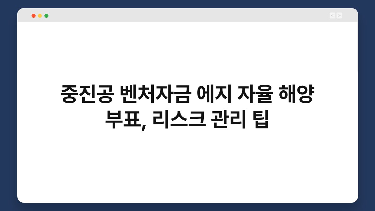 중진공 벤처자금 에지 자율 해양 부표, 리스크 관리 팁 1
