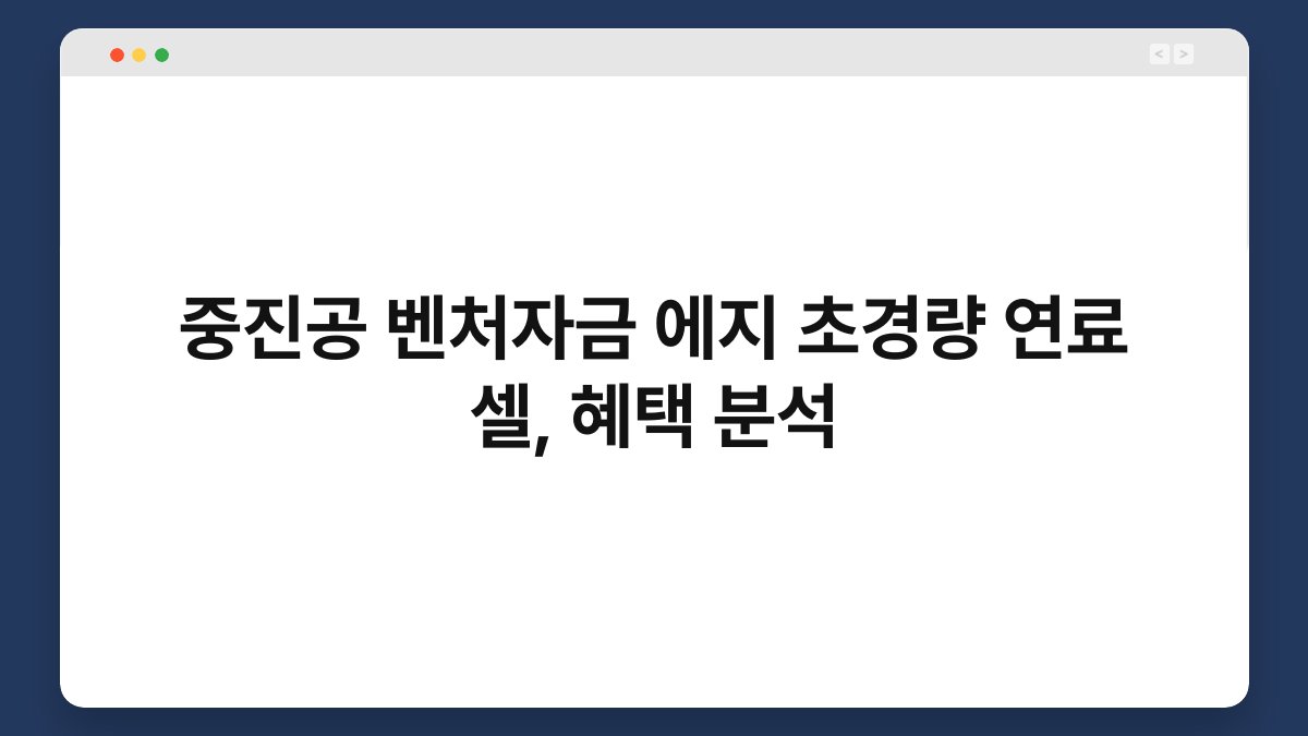 중진공 벤처자금 에지 초경량 연료 셀, 혜택 분석 1