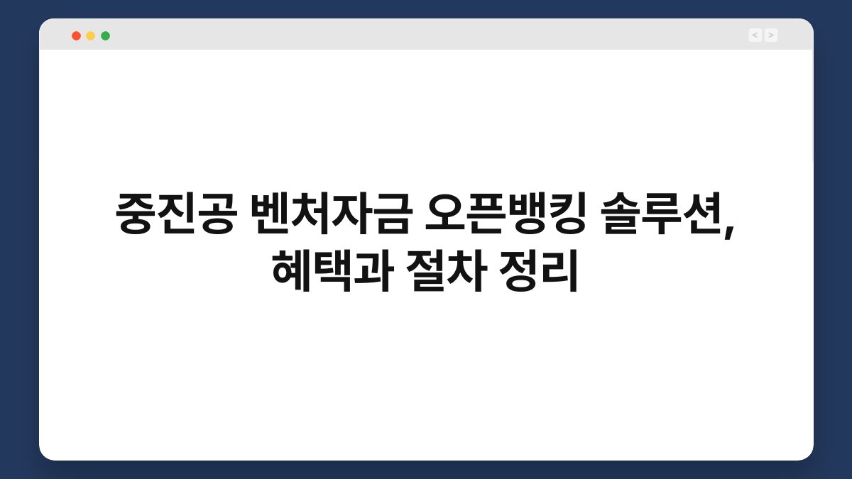 중진공 벤처자금 오픈뱅킹 솔루션, 혜택과 절차 정리 1