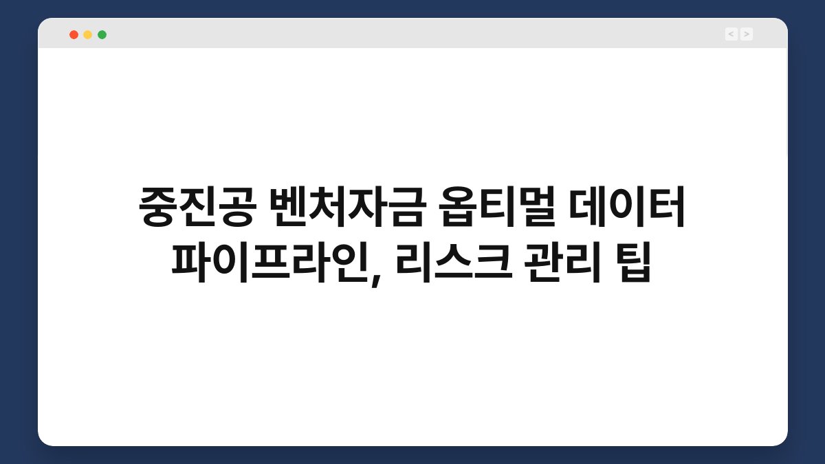 중진공 벤처자금 옵티멀 데이터 파이프라인, 리스크 관리 팁 1
