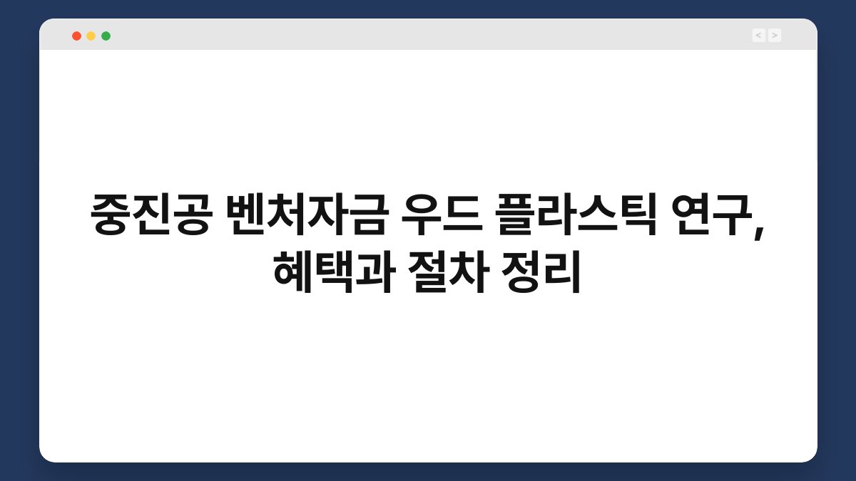 중진공 벤처자금 우드 플라스틱 연구, 혜택과 절차 정리 1