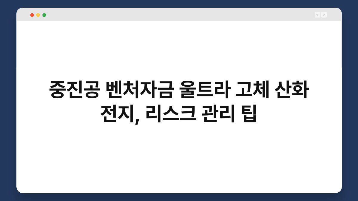 중진공 벤처자금 울트라 고체 산화 전지, 리스크 관리 팁 1
