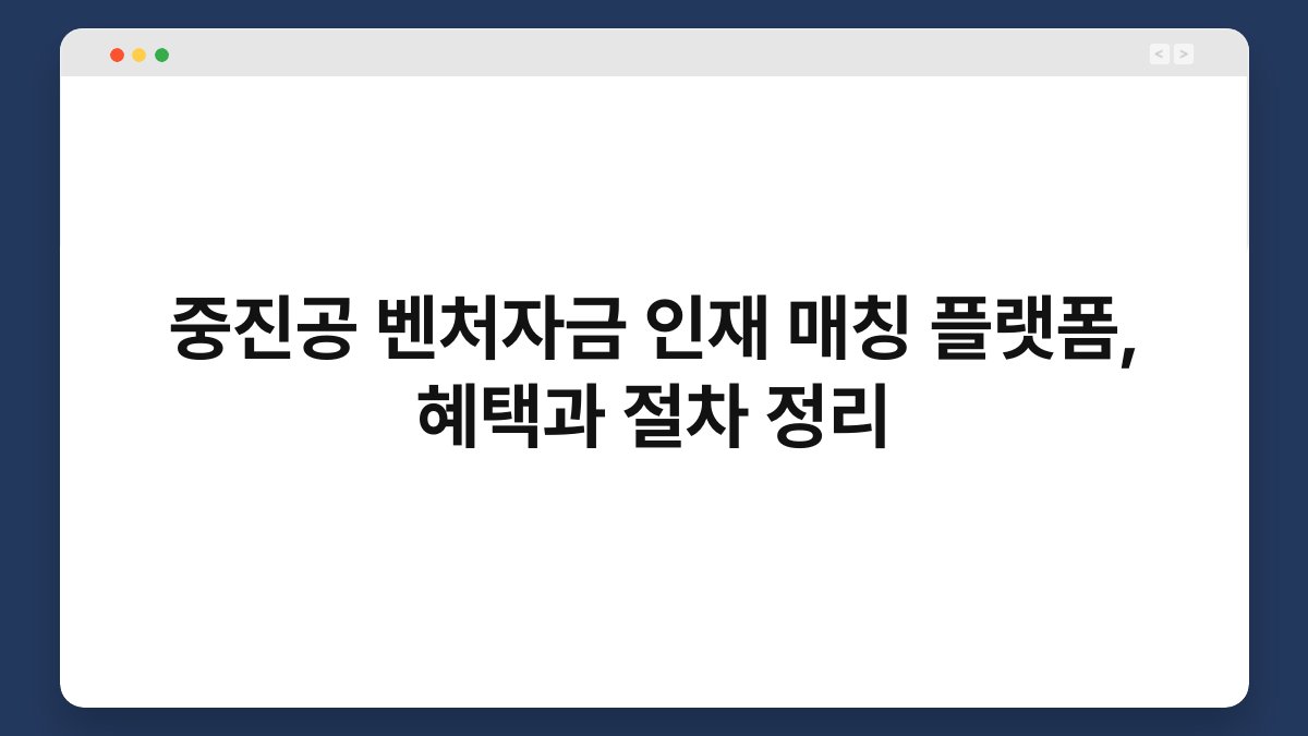 중진공 벤처자금 인재 매칭 플랫폼, 혜택과 절차 정리 1