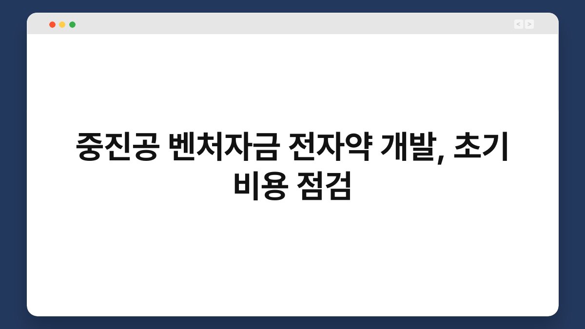 중진공 벤처자금 전자약 개발, 초기 비용 점검 1