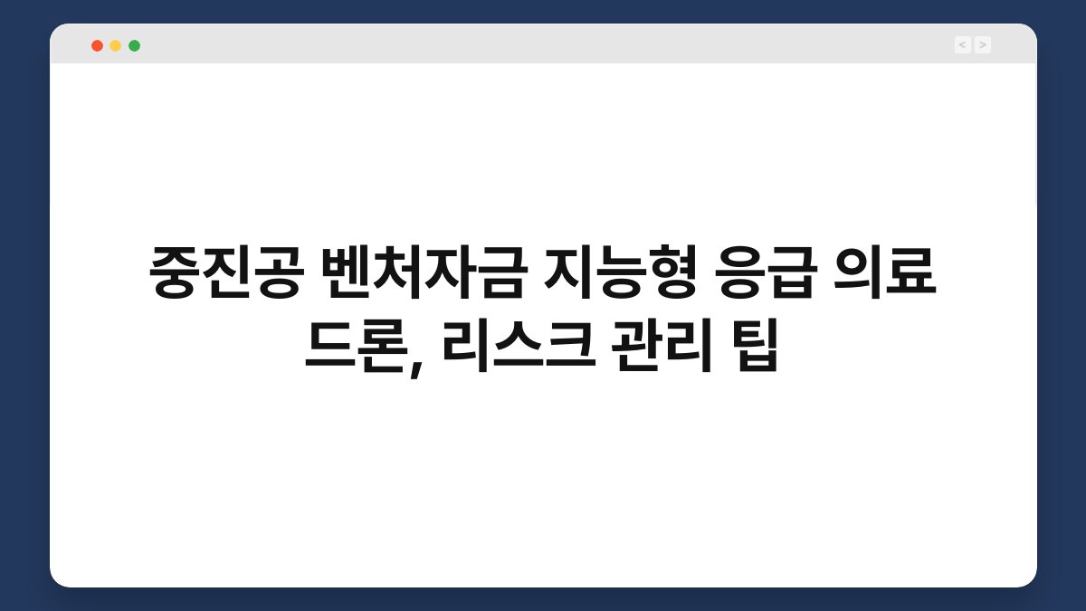 중진공 벤처자금 지능형 응급 의료 드론, 리스크 관리 팁 1
