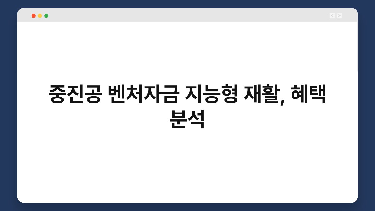 중진공 벤처자금 지능형 재활, 혜택 분석 1